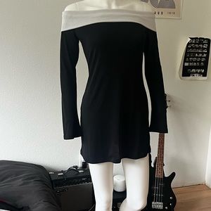 Black and white off the shoulder dress